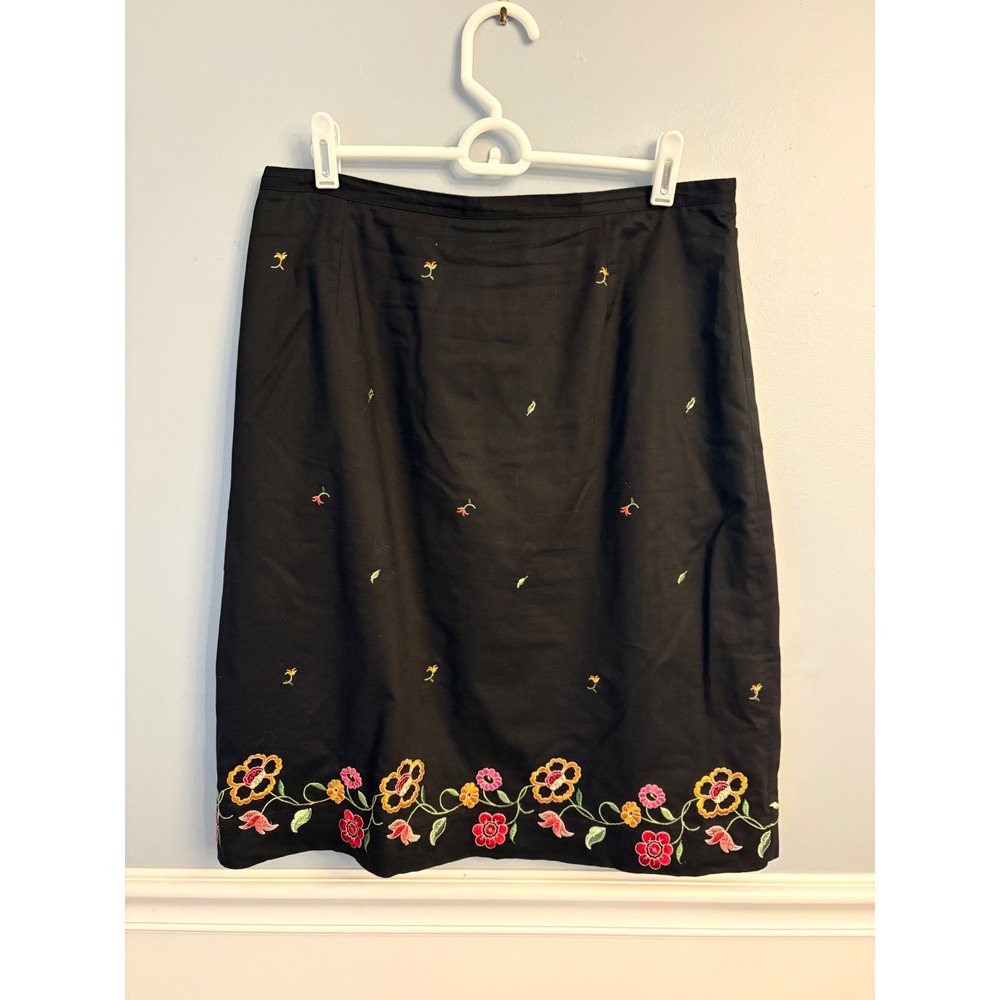 Vtg Casual Corner Annex Floral Embroidered Cotton A Line Prairie Skirt Size 10